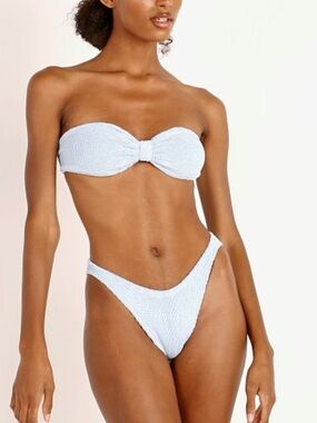 Hunza G Light Blue Smocked Bandeau Top